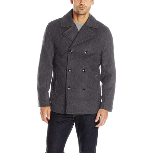 LONDON FOG Mens Austin Double Breasted Wool Pea Coat